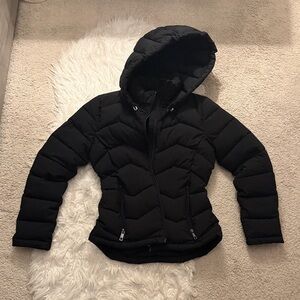 Calvin Klein Black Hooded Puffer Jacket XS